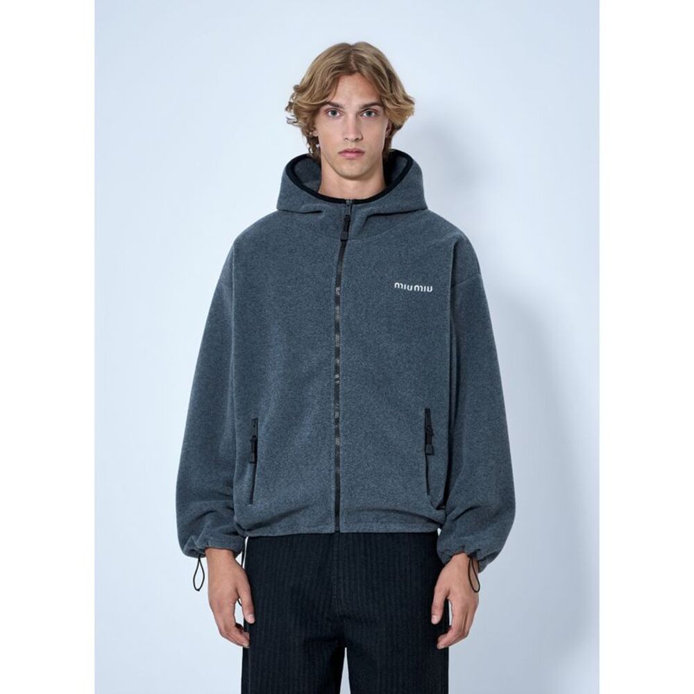 Miu Miu Men Hooded Zip Sweatshirt